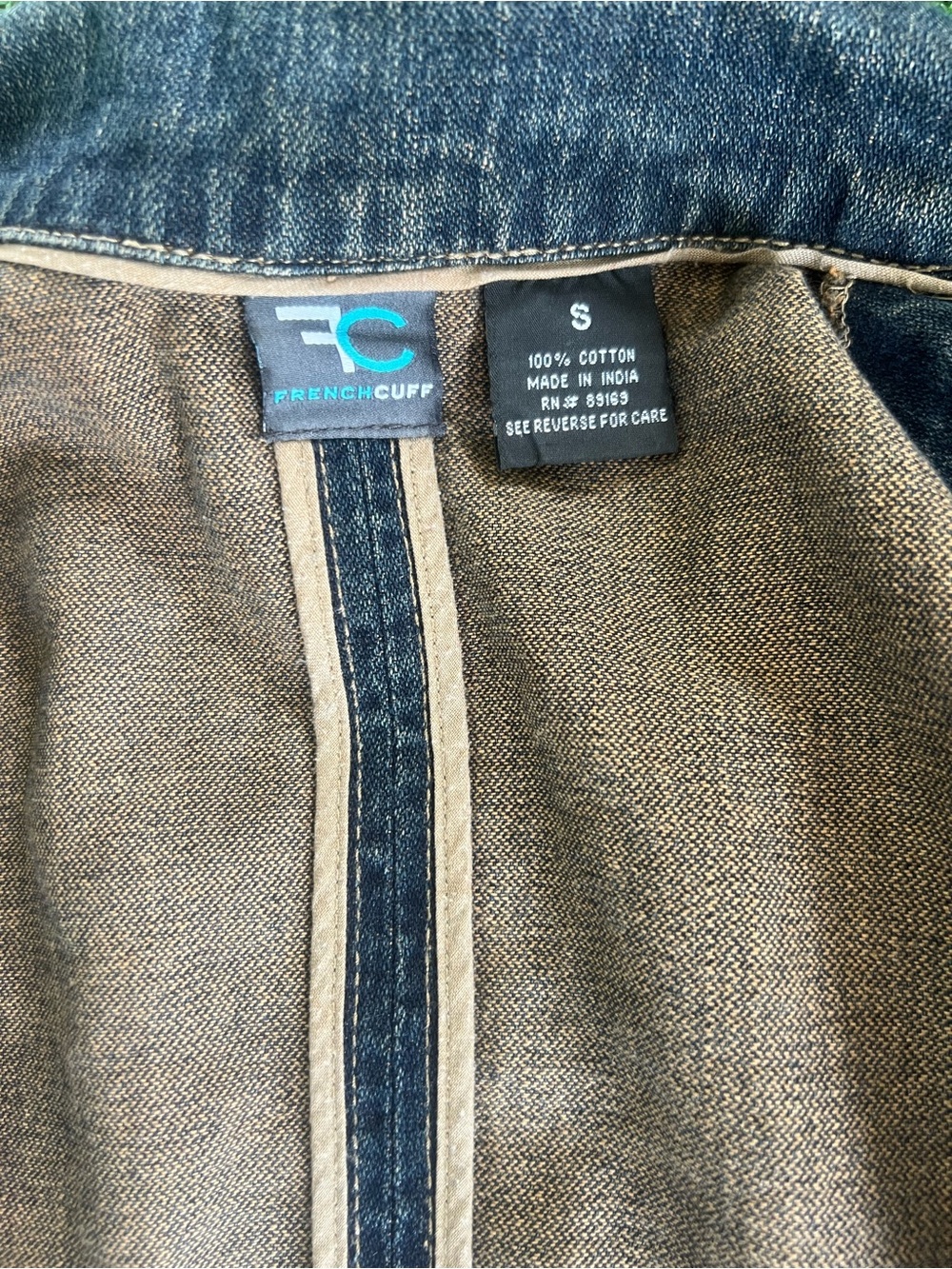 French Cuff Dark Blue Denim Tailored Jacket - Picture 6 of 10